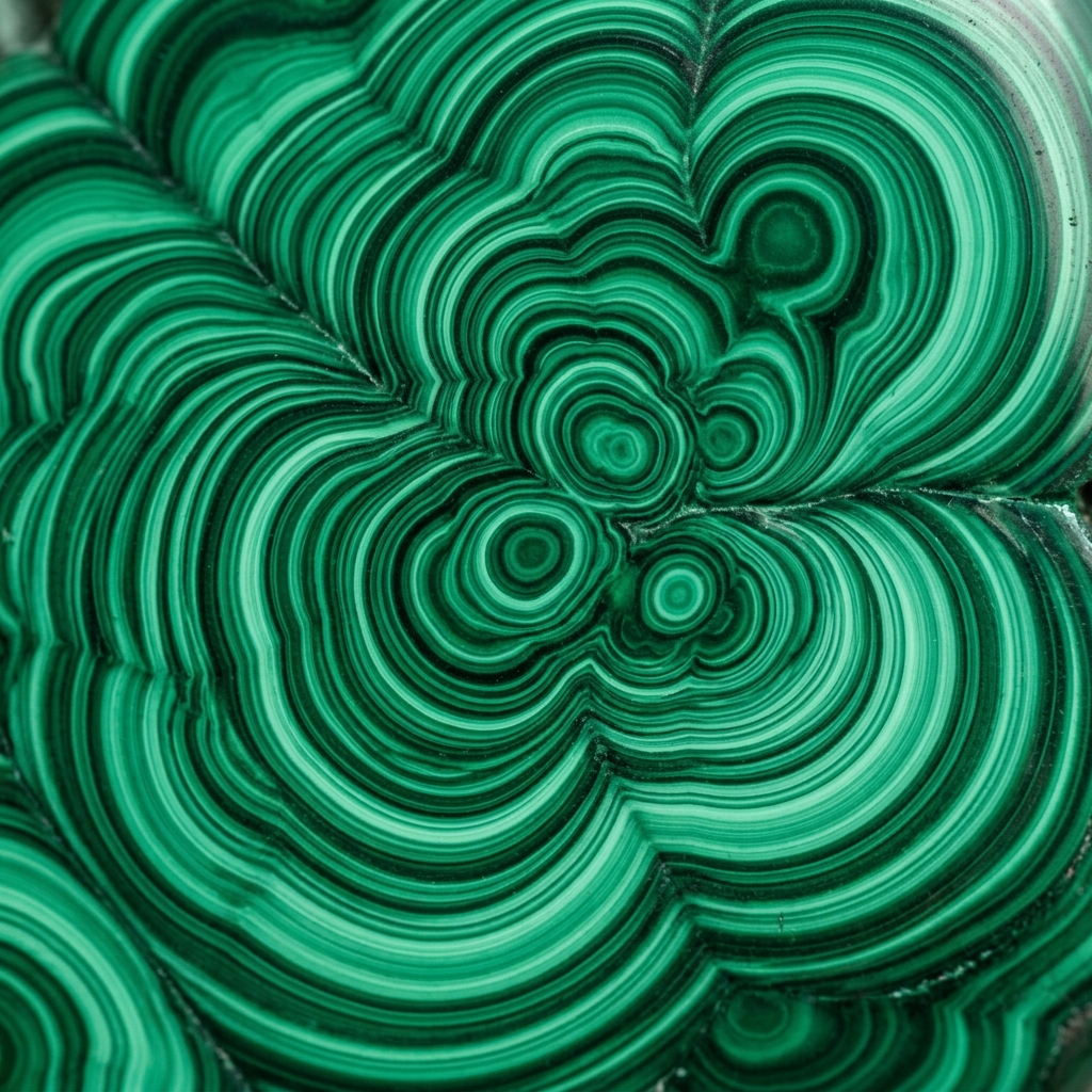 Extreme close-up macro of malachite gemstone patterns